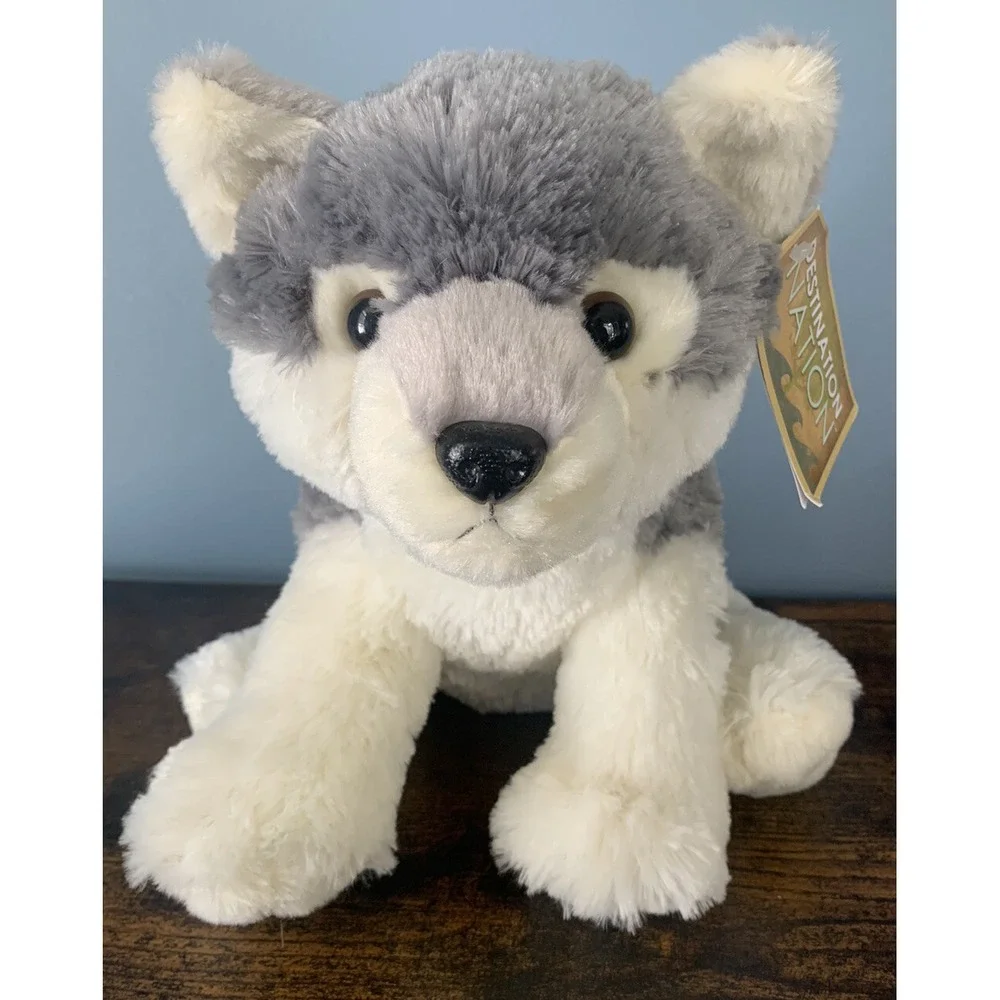 Aurora Destination Nation Wolf Husky Dog Soft Plush Stuffed Animal Doll Toy 12